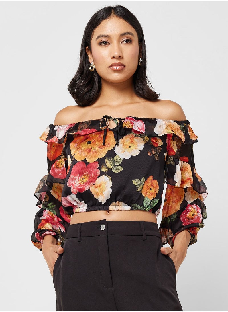 GUESS - Floral Printed  Crop Top - Image 1