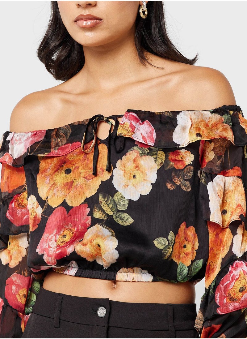 GUESS - Floral Printed  Crop Top - Image 1
