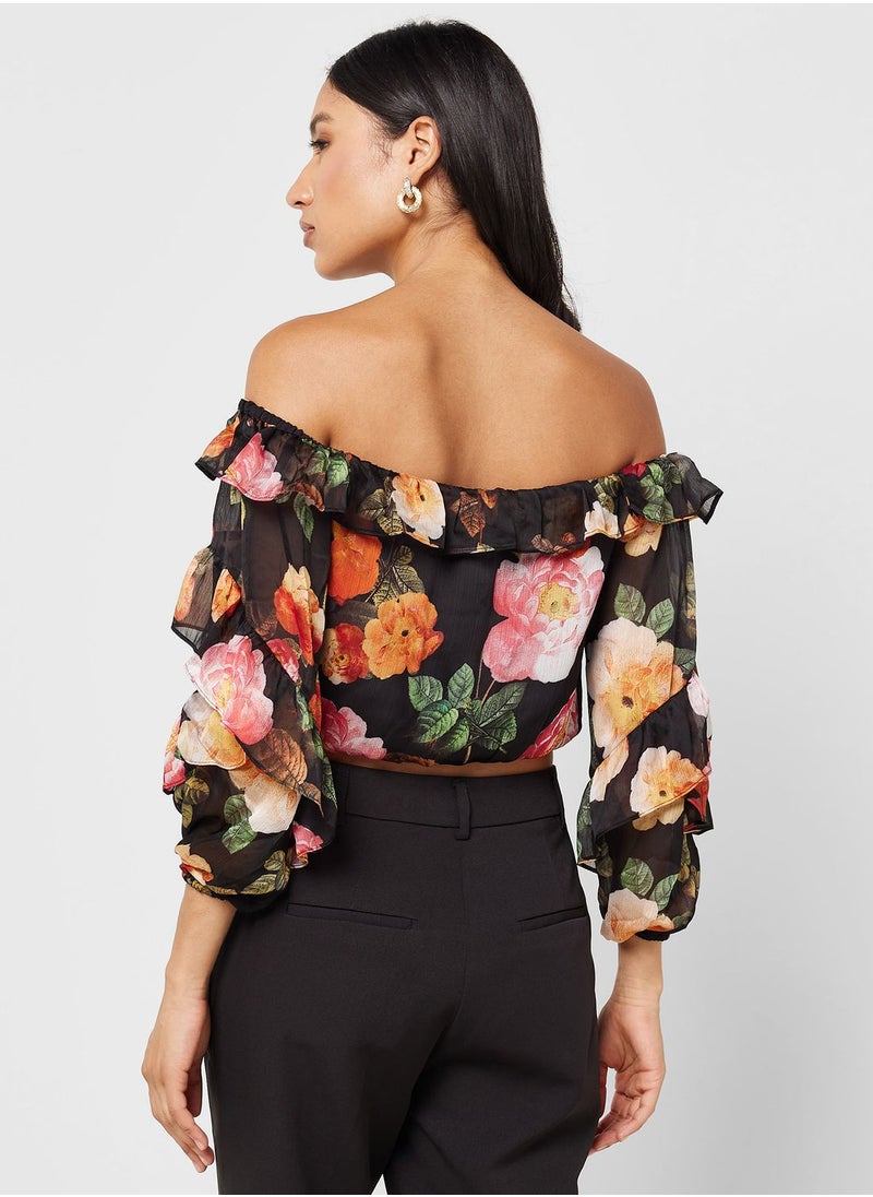 GUESS - Floral Printed  Crop Top - Image 1