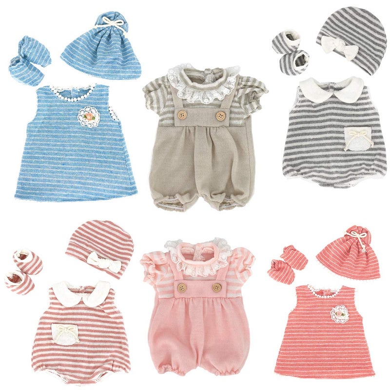 DC-BEAUTIFUL DCBEAUTIFUL 6 Set Clothes Gift for Infant Girl Baby 14 Inch 18 Inch Includes Doll Outfits Dress Hat Socks Total 14 Pcs Onesies Clothes Pajamas Costumes - Image 3