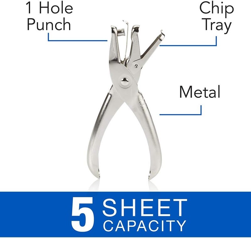 Swing Line 1 Hole Punch, Hole Puncher, 5 Sheet Punch Capacity, Classic, Chrome 20-Pack (74005) - Image 2