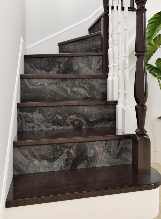 Wallercity Brown/Black Marble Contact Paper Peel and Stick Countertops Waterproof Vinyl Matt Granite Wallpaper for Kitchen Bathroom Decor 15.8''x236'' Countertop Contact Paper for Cabinets and Drawers - Image 5