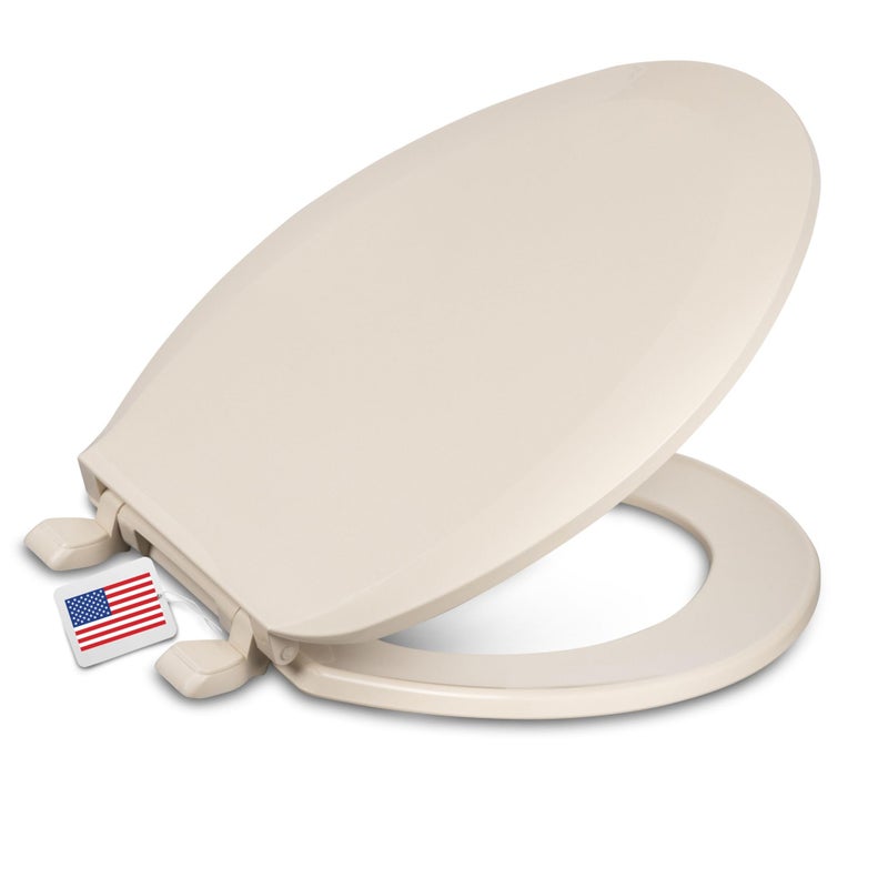 Centoco Elongated Plastic Toilet Seat, Fits Kohler/American Standard/TOTO, Standard Economy Model, Made in the USA, DSAMAZ16-106, Bone - Image 1