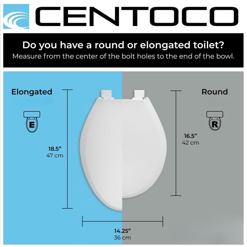 Centoco Elongated Plastic Toilet Seat, Fits Kohler/American Standard/TOTO, Standard Economy Model, Made in the USA, DSAMAZ16-106, Bone - Image 3