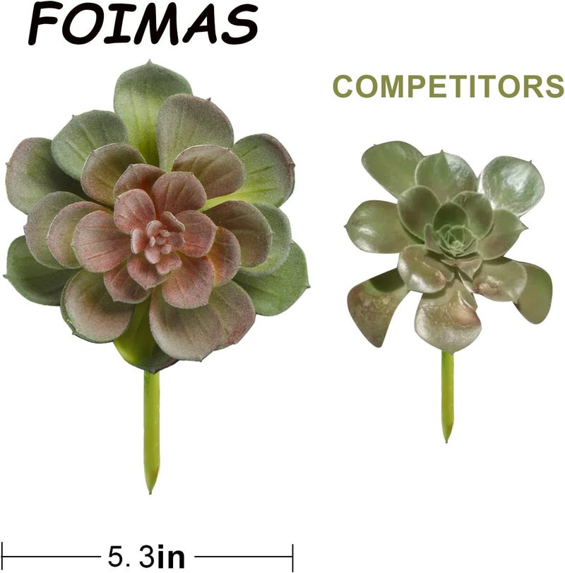FOIMAS Artificial Succulent Plant,16pcs Large Faux Flocked Succulent Decor for Floral Wall Garden Arrangement Home Office Decoration,Unpotted - Image 4