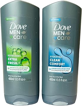 Dove Extra fresh clean comfort 3 in 1 Body Face and hair wash 2x 400ml - Image 1