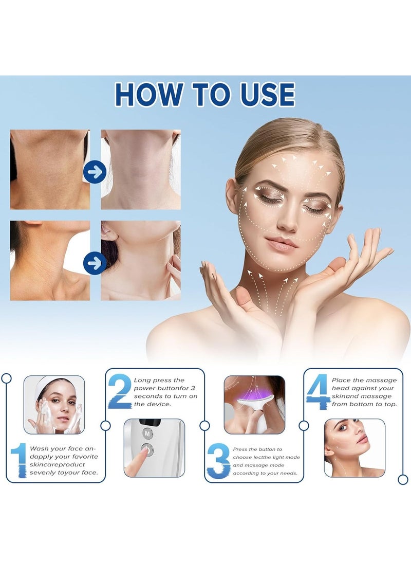 نكومي جهاز تدليك ونحت الوجه والرقبة الاحترافي 7 في 1 - تقنية العلاج بالضوء LED والتدفئة الحرارية (45 درجة مئوية)   لتدليك الرقبة وشد الوجه للنساء، اداة شد الوجه والرقبة، جهاز تجميل الرقبة لشد البشرة ومكافحة الشيخوخة - Image 5