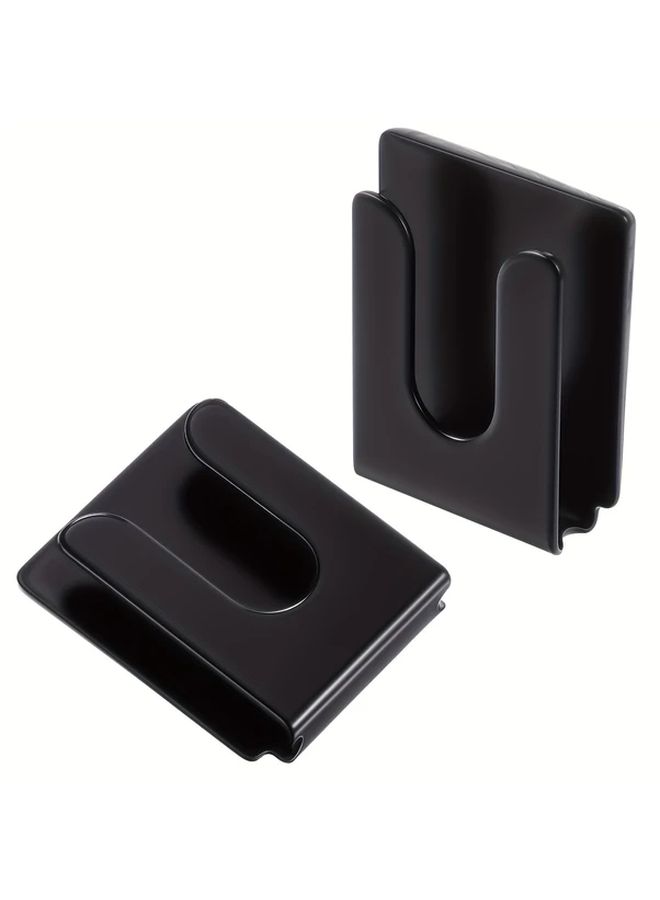 2pcs Black Metal Adhesive Back Radio Microphone Holder For Car Home Office - Image 3