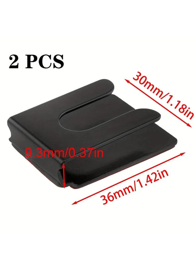 2pcs Black Metal Adhesive Back Radio Microphone Holder For Car Home Office - Image 2