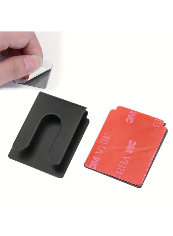 2pcs Black Metal Adhesive Back Radio Microphone Holder For Car Home Office - Image 4