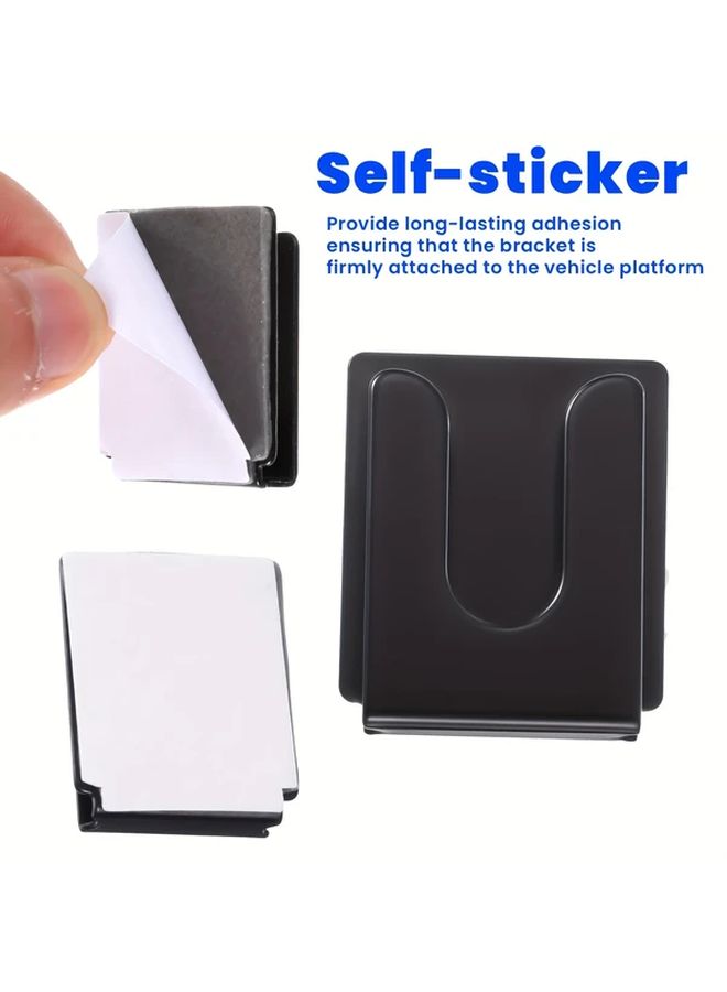 2pcs Black Metal Adhesive Back Radio Microphone Holder For Car Home Office - Image 5