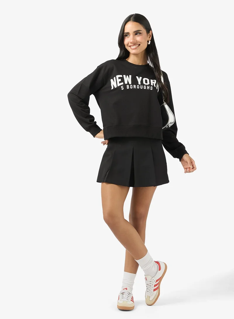 Ginger  Crew Neck Oversize Varsity Sweatshirt for Women | Best Price UAE