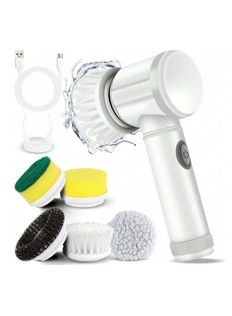 عام فرشاة تنظيف كهربائية متعددة الوظائف 5 في 1 Magic Power مع 3 رؤوس فرشاة ، أدوات تنظيف منزلية ، مطبخ ، حمام ، حمام ، سجاد - Image 1