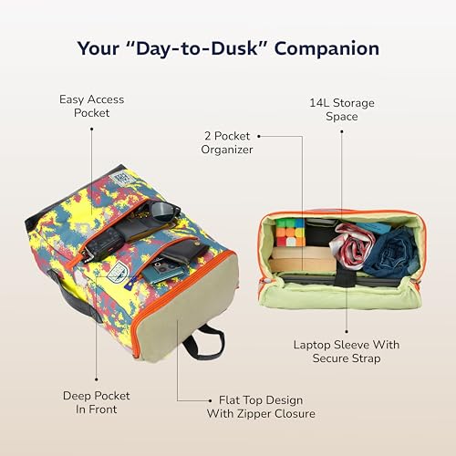 Provogue Cavo Pro 14 litres everyday backpack, 15.6 inch laptop compartment, for men and women in Camo, stylish contemporary daily use college, office and outdoor bag | With organiser - Image 4