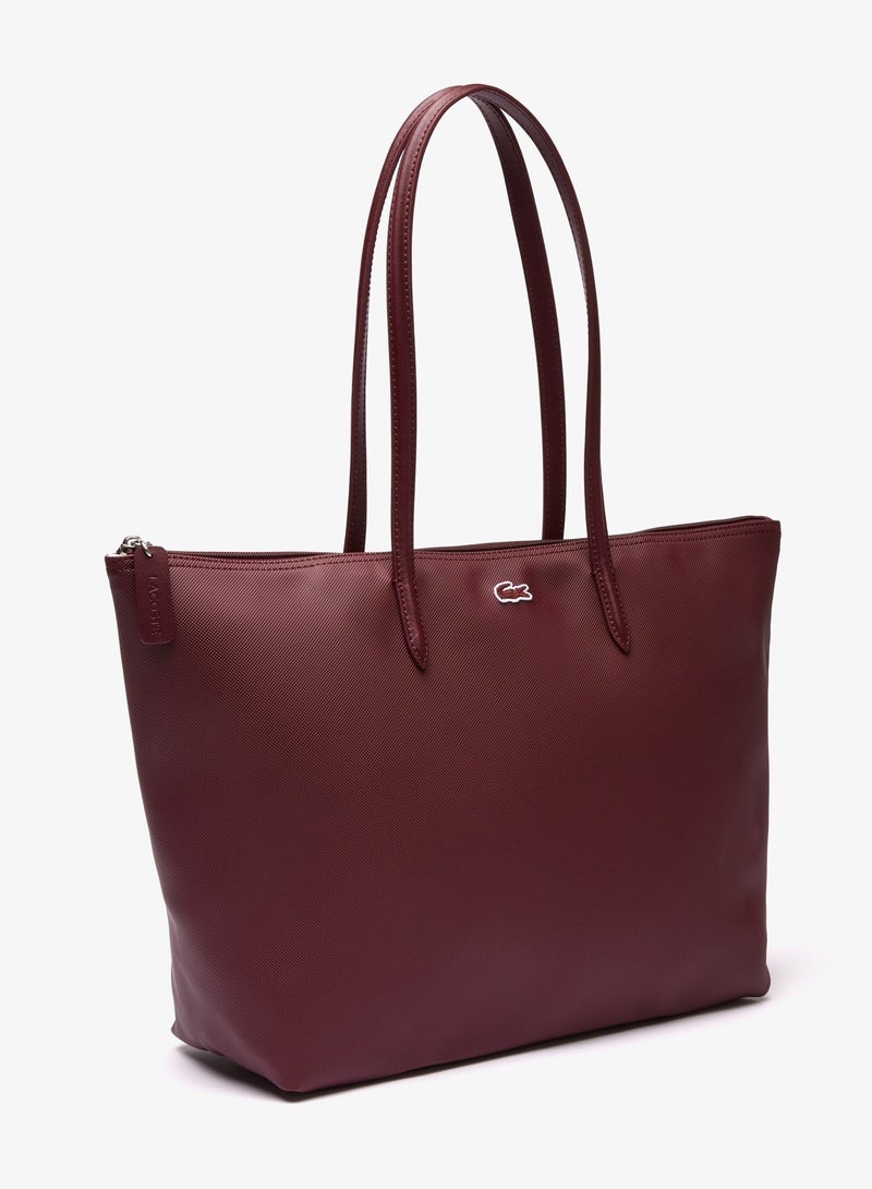 LACOSTE Lacoste Women's L12.12 Concept Fashion Versatile Large Capacity Large Size Zipper Handheld Shoulder Bag Tote Bag Large Claret 35cm * 30cm * 14cm  - Image 4