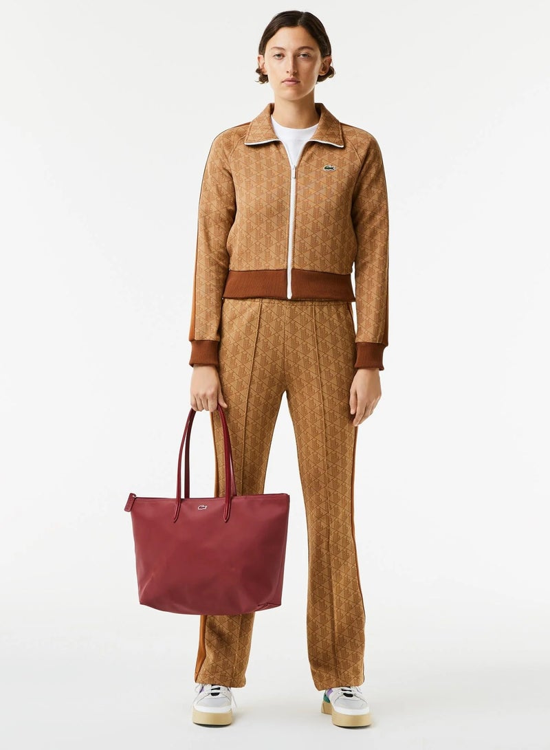 LACOSTE Lacoste Women's L12.12 Concept Fashion Versatile Large Capacity Large Size Zipper Handheld Shoulder Bag Tote Bag Large Claret 35cm * 30cm * 14cm  - Image 2