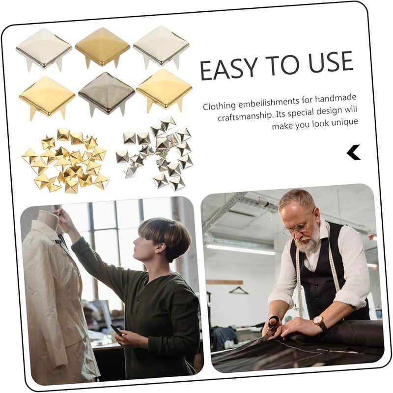 MUELODSIC 160 Pcs Pyramid Rivets For Clothing Bags Shoes Crafts Four Jaw Design 2 Pack - Image 4