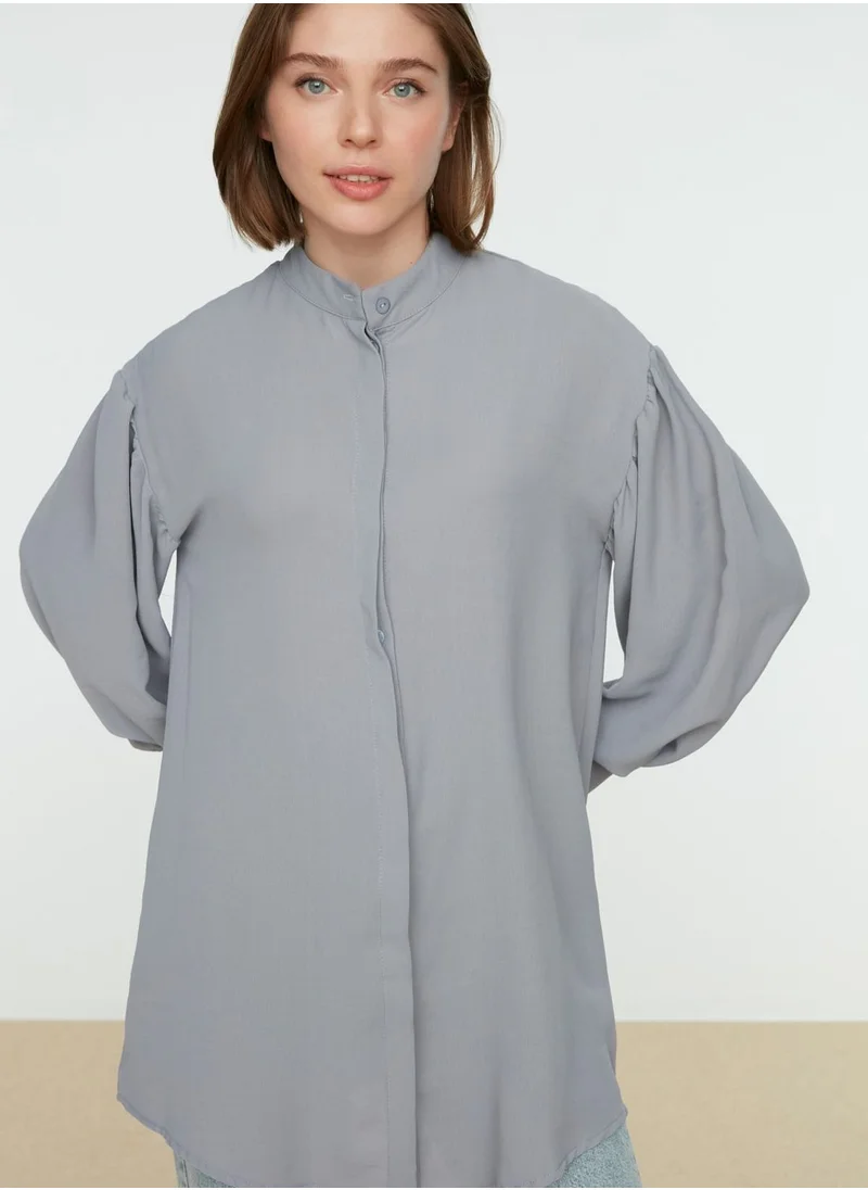 trendyol Balloon Sleeve Button Detail Shirt