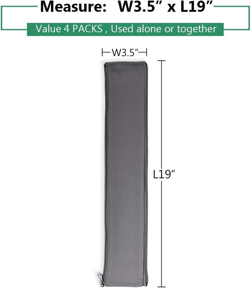 StangH Cable Management Sleeve Organizer - 19 Inch Home and Office Zip-up Cable Sleeve Wire Organizer Flexible Cord Concealer Wrap, Electrical Cord Covers for TV/Computer/Desk, 4 Pieces -Grey - Image 2