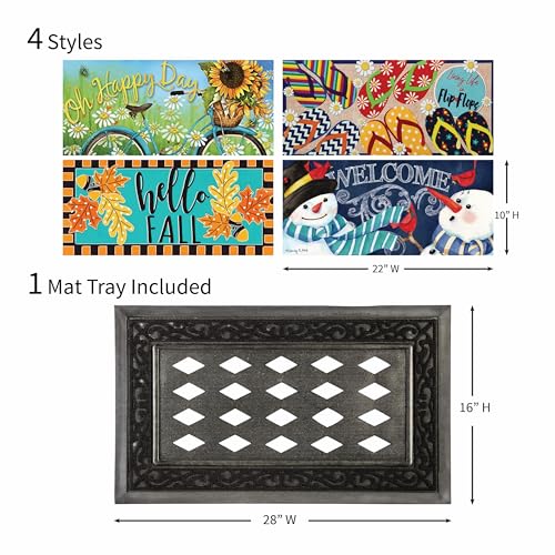 Evergreen Flag Evergreen Sassafras Doormat Insert Bundle & Tray Set of 5, Spring Summer Fall Winter Interchangeable Entrance Door mats Indoor and Outdoor Welcome Mat 30 x 18 Tray Non Slip Backing Low Profile - Image 3