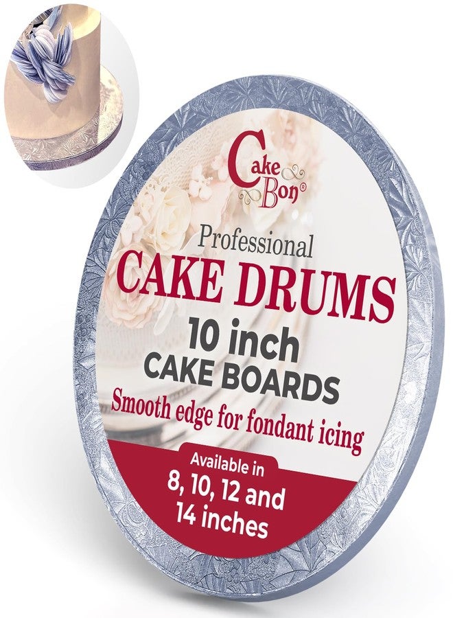 Cakebon Round Cake Boards - Sturdy 1/2 Thick Cake Drums - 10 Inch Professional Base Para Pastel Smooth Straight Edges Silver 1-Pack - Image 1