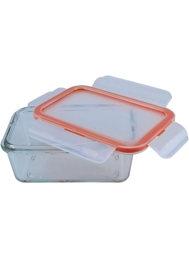 Mondex حاوية تخزين طعام زجاجية مستطيلة مع غطاء شفاف/أزرق 1000 مل - Image 3