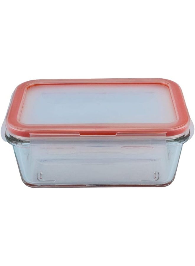 Mondex حاوية تخزين طعام زجاجية مستطيلة مع غطاء شفاف/أزرق 1000 مل - Image 2