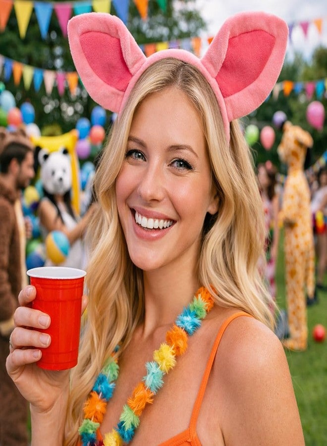 KEPATO Animal Ears Headbands Jungle Safari Party Favors Wild One Birthday Decorations Photo Booth Props for Halloween & Party (Pig) - Image 5