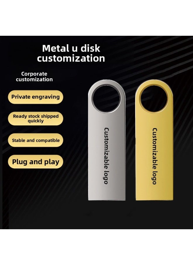 Supply U Disk Customized 8g High-speed USB Disk Lettering Gift Advertising Metal U Disk Tuhao Gold Creative U Disk 16g-Color:Black-Capacity:256GB  - Image 2