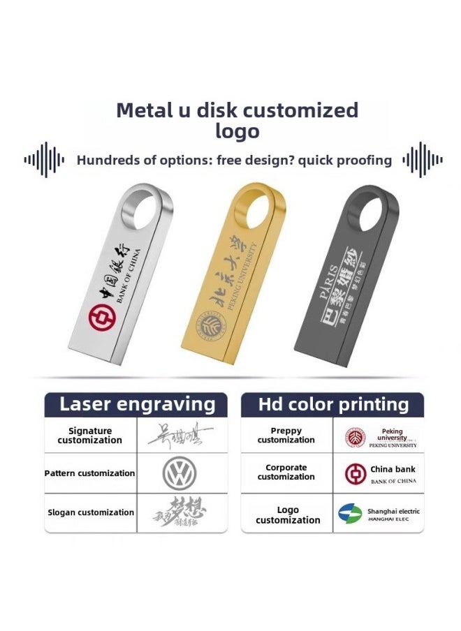 Supply U Disk Customized 8g High-speed USB Disk Lettering Gift Advertising Metal U Disk Tuhao Gold Creative U Disk 16g-Color:Black-Capacity:256GB  - Image 5