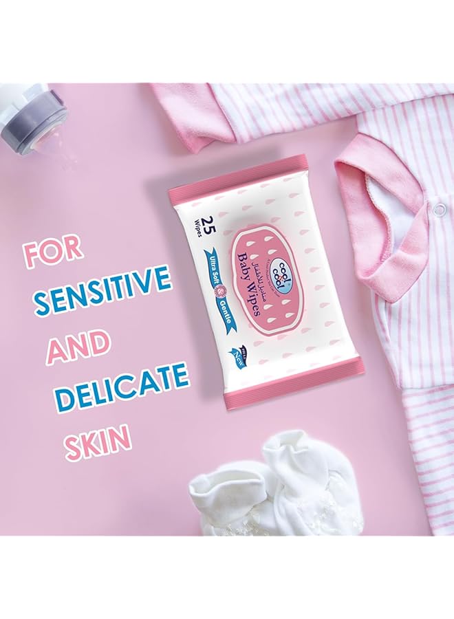 كول اند كول مناديل مبللة للأطفال، 25 منديلًا، خالية من الكحول والبارابين وفيتامين E والصبار، ناعمة للغاية ولطيفة على البشرة الحساسة والرقيقة - Image 4