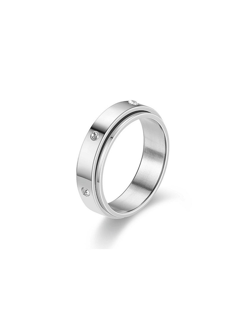 SCACTO Stainless Steel Rotatable Spinner Ring Moon Stars Relieve Anxiety Rings 