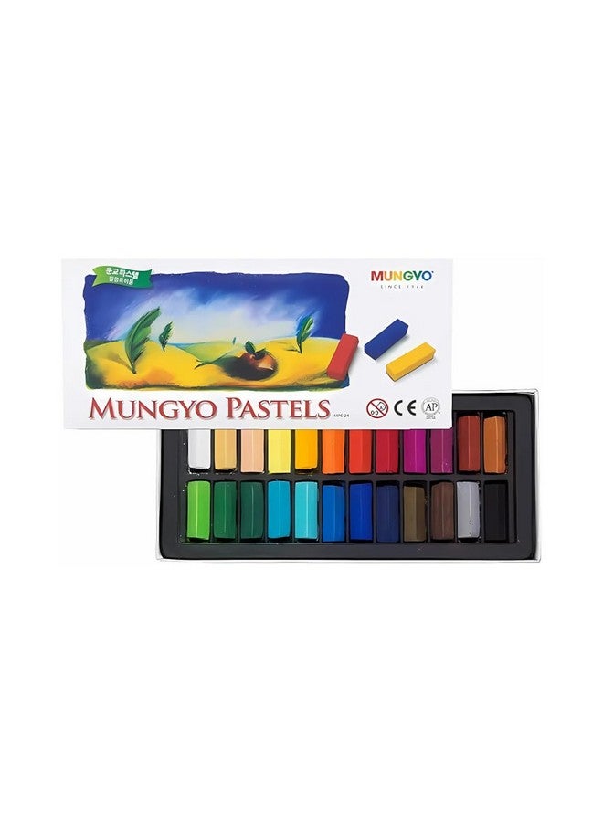 Mungyo Non-Toxic Square Soft Pastel Set - 24 Vivid Colors, Easy Blend for Artists, Short Length for Fine Detail - 27mm x 8mm Sticks - Image 1