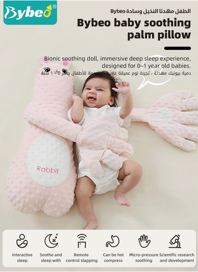 Bybeo Baby Sleep Soothing Doll with Automatic Soothing Palm, Newborn Patting Pillow, Baby Sleep Soother, Baby Sleeping Nursing Pillow with Remote Control, Infant Exhaust Pillow for Startle Prevention,Cute Rabbit Shape  - Image 2