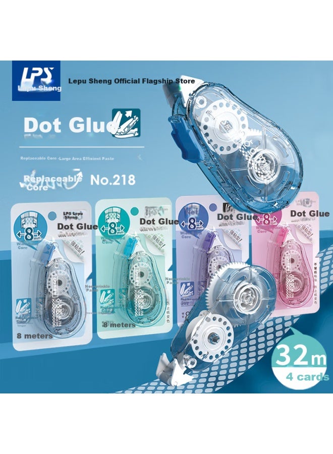 شريط لاصق لطلاب التصحيح مع قلب قابل للاستبدال، شريط لاصق مزدوج الجوانب قوي، شريط لاصق عالي اللزوجة للتدوين، 218 عبوة 4 (ألوان متنوعة)