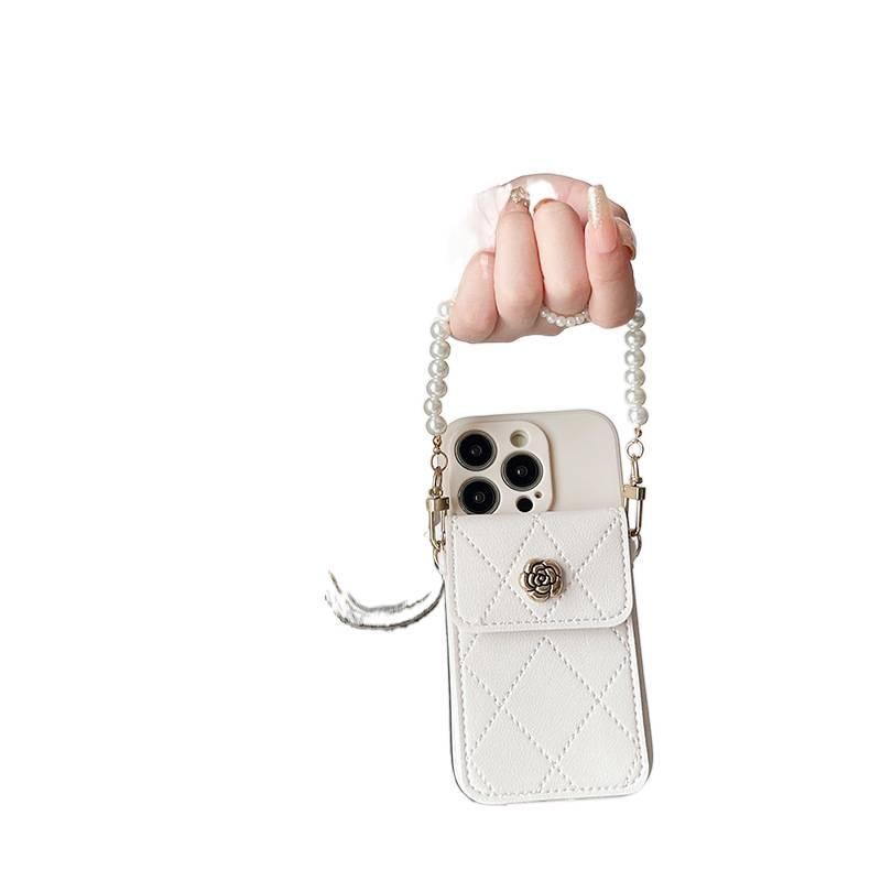 Protective Case, White, Shockproof Cover for iPhone 13, Drop Protection, Metal Flower - Image 1