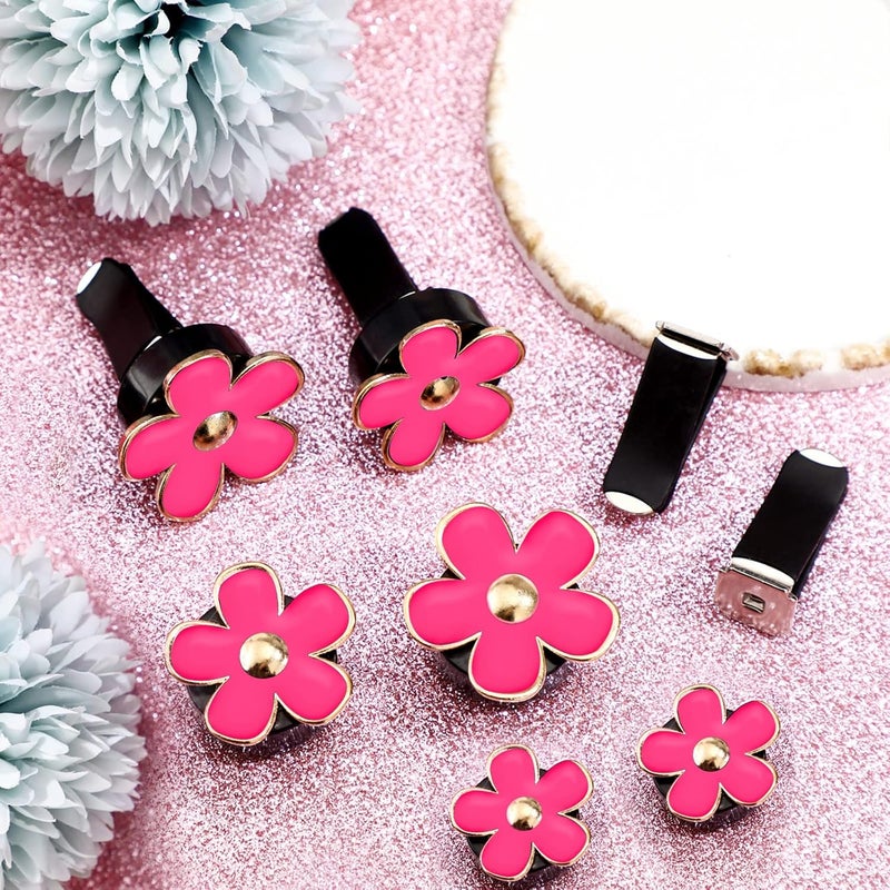 Frienda 6 Pcs Daisy Flower Air Vent Clip Accessories Air Conditioning Outlet Clip Car Air Freshener Dashboard Accessories Charm Car Inter Decor(2.5 cm, 3 cm, 3.3 cm,Red) - Image 4