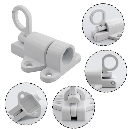 bociloy Aluminum Alloy Self-Closing Latches, White Automatic Spring Door Lock, Security Window Gate Lock, Barrel Bolt Self-Locking Latches with Screws, 2pcs - Image 3