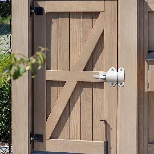 bociloy Aluminum Alloy Self-Closing Latches, White Automatic Spring Door Lock, Security Window Gate Lock, Barrel Bolt Self-Locking Latches with Screws, 2pcs - Image 5