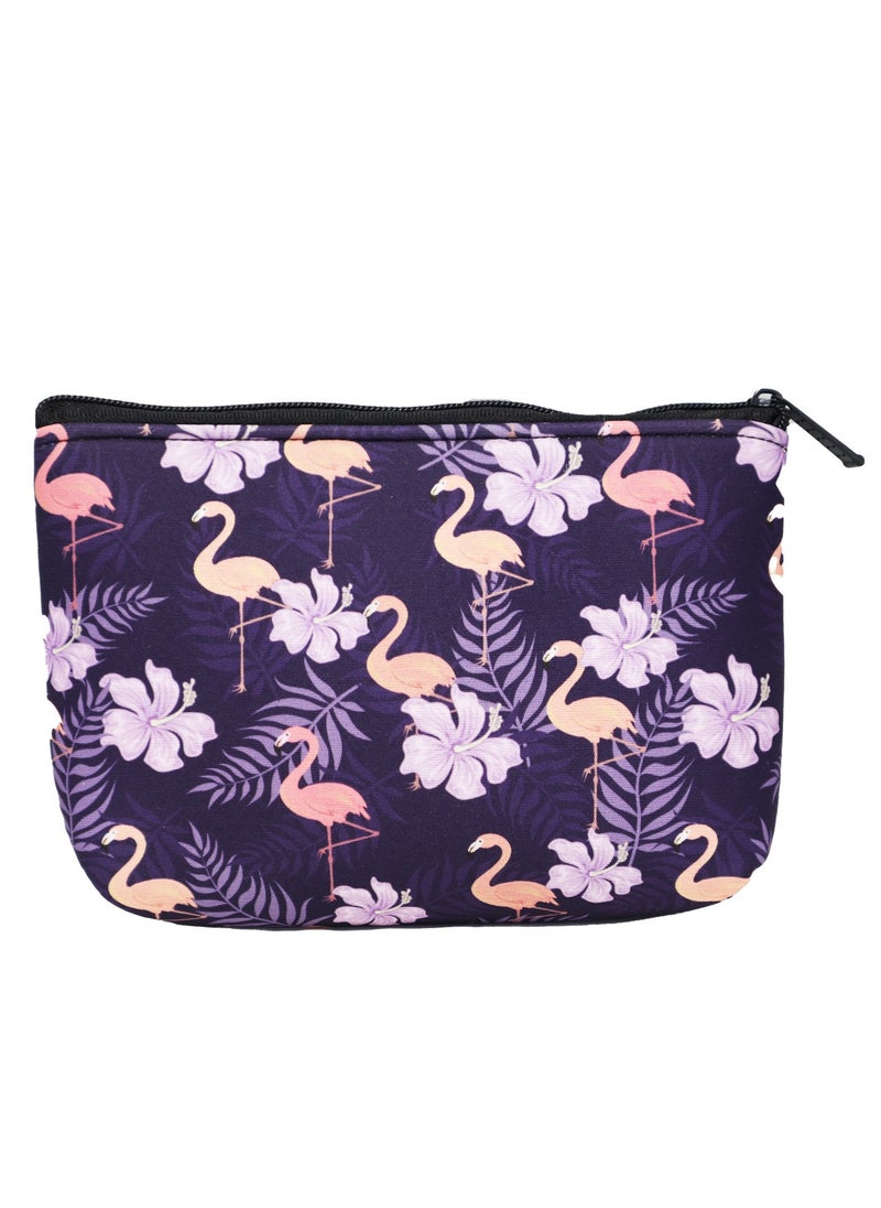 Tediline Makeup Bag With Padding - Zippered Cosmetic Bag, Printed Flamingo & Flower Design - 8 X 5 Inches, Compact Travel Organizer for Makeup, Skincare, and Accessories  - Image 1