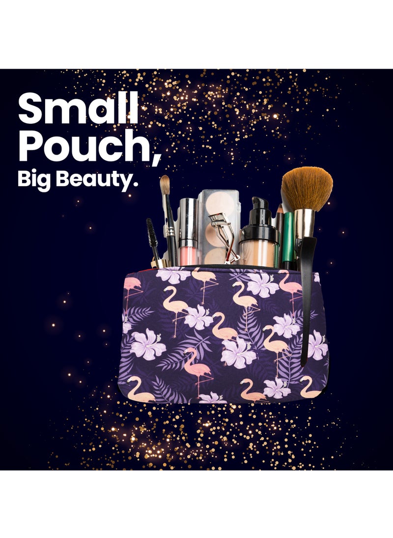 Tediline Makeup Bag With Padding - Zippered Cosmetic Bag, Printed Flamingo & Flower Design - 8 X 5 Inches, Compact Travel Organizer for Makeup, Skincare, and Accessories  - Image 5