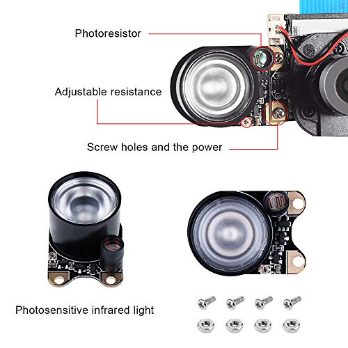 DORHEA Raspberry Pi 4 Camera Module Automatic IR-Cut Sensor Day/Night Vision Video Webcam HD 5MP 1080P OV5647 Adjustable Focus with IR Sensor LED Light for Raspberry Pi 3 B+ 4B 2 Model B/B+ / A/A+ - Image 5