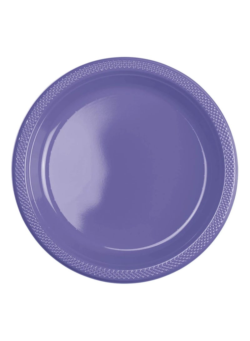 Amscan Arrange Your Table with Unbreakable 9-Inch Plastic Plates! Pack of 20 - PURPLE