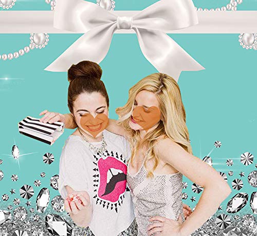 Qian Breakfast Blue Bow-Knot Birthday Party Photography Backdrop Sweet 16 Turquoise Diamond Bow Glitter Photo Background 5x3ft Vinyl Bridal Shower Wedding Party Banner Supplies Backdrops Studio Props - Image 4