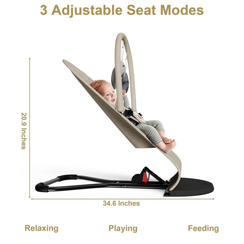 Gryvoth Portable Baby Bouncer Seat for Infants, 0-18 Months, Ergonomic Chair with Hanging Toys - Image 4