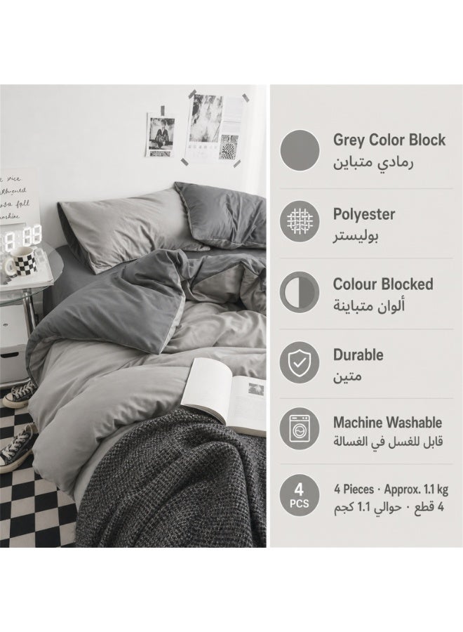 Kylinx Home 4PCS Duvet Cover Sets, Queen Bedding Quilts Sets Bed Cover, Bedding Set, Including Sheet Duvet Cover and 2 Pillows Comforter Sets 200x230cm (Gray) - Image 2