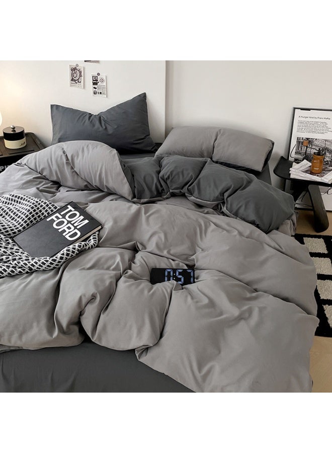 Kylinx Home 4PCS Duvet Cover Sets, Queen Bedding Quilts Sets Bed Cover, Bedding Set, Including Sheet Duvet Cover and 2 Pillows Comforter Sets 200x230cm (Gray) - Image 5