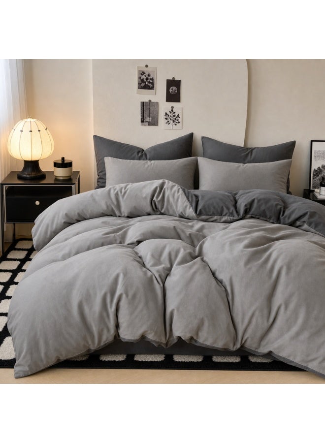 Kylinx Home 4PCS Duvet Cover Sets, Queen Bedding Quilts Sets Bed Cover, Bedding Set, Including Sheet Duvet Cover and 2 Pillows Comforter Sets 200x230cm (Gray) - Image 1