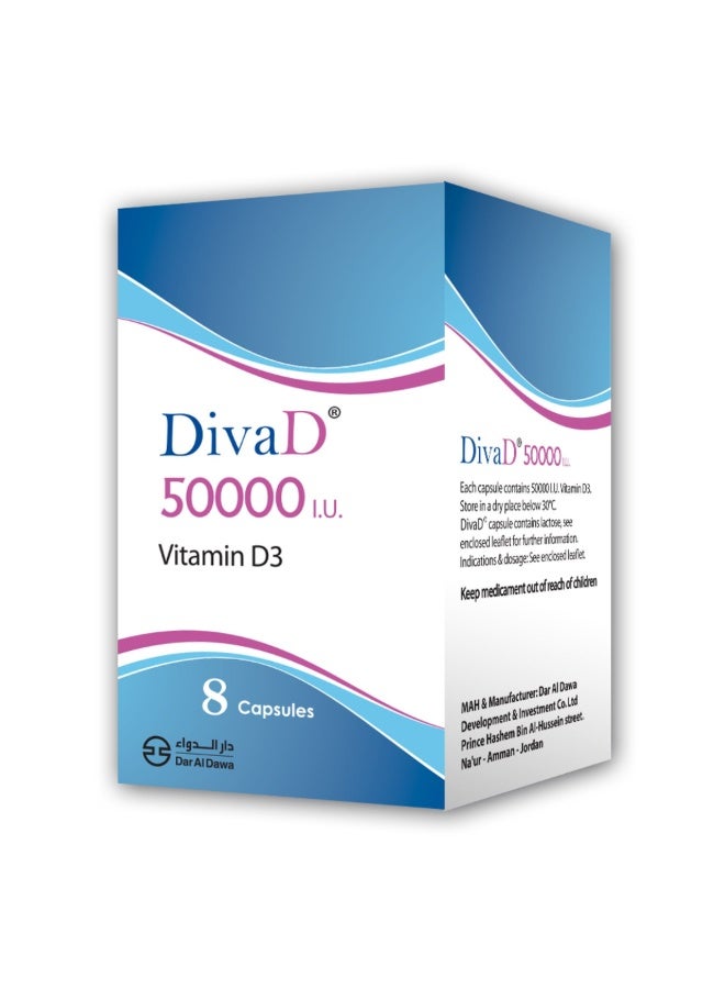 DIVA D 50000IU VITAMIN D3 CAP 8S