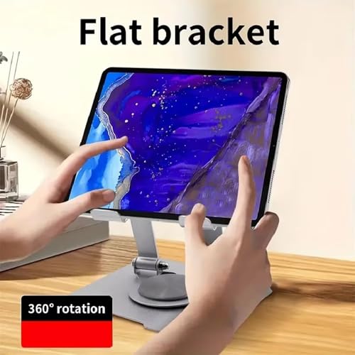 Dyazo Aluminium Tablet Stand Holder with 360° Rotating Base, Multi Angle Adjustments Compatible for iPad Pro | 11 | 10.9 | 10.2 | Air | Mini, Samsung Galaxy Tab, Lenovo Pad and All Tablets-Silver - Image 4